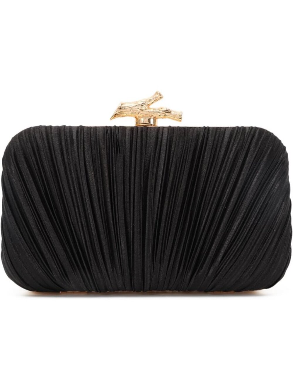 Women's Black Pleated Clutch Purse For With Chain Wedding Party Evening Bag